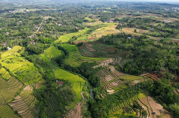 Aerial view of the landscape in Indonesia
